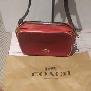 Beautiful red genuine leather bag by Coach 💓💓